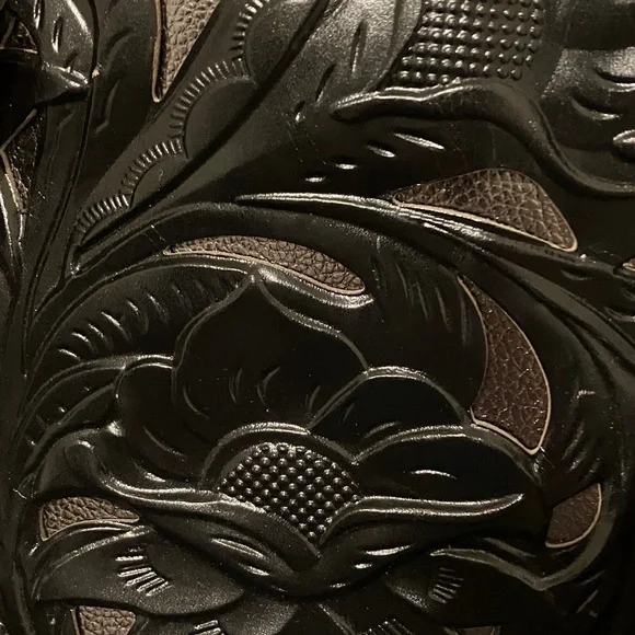 ☑️PATRICIA NASH BURNISHED ALL LEATHER ADELINE TOTE  BAG black - Picture 3 of 11